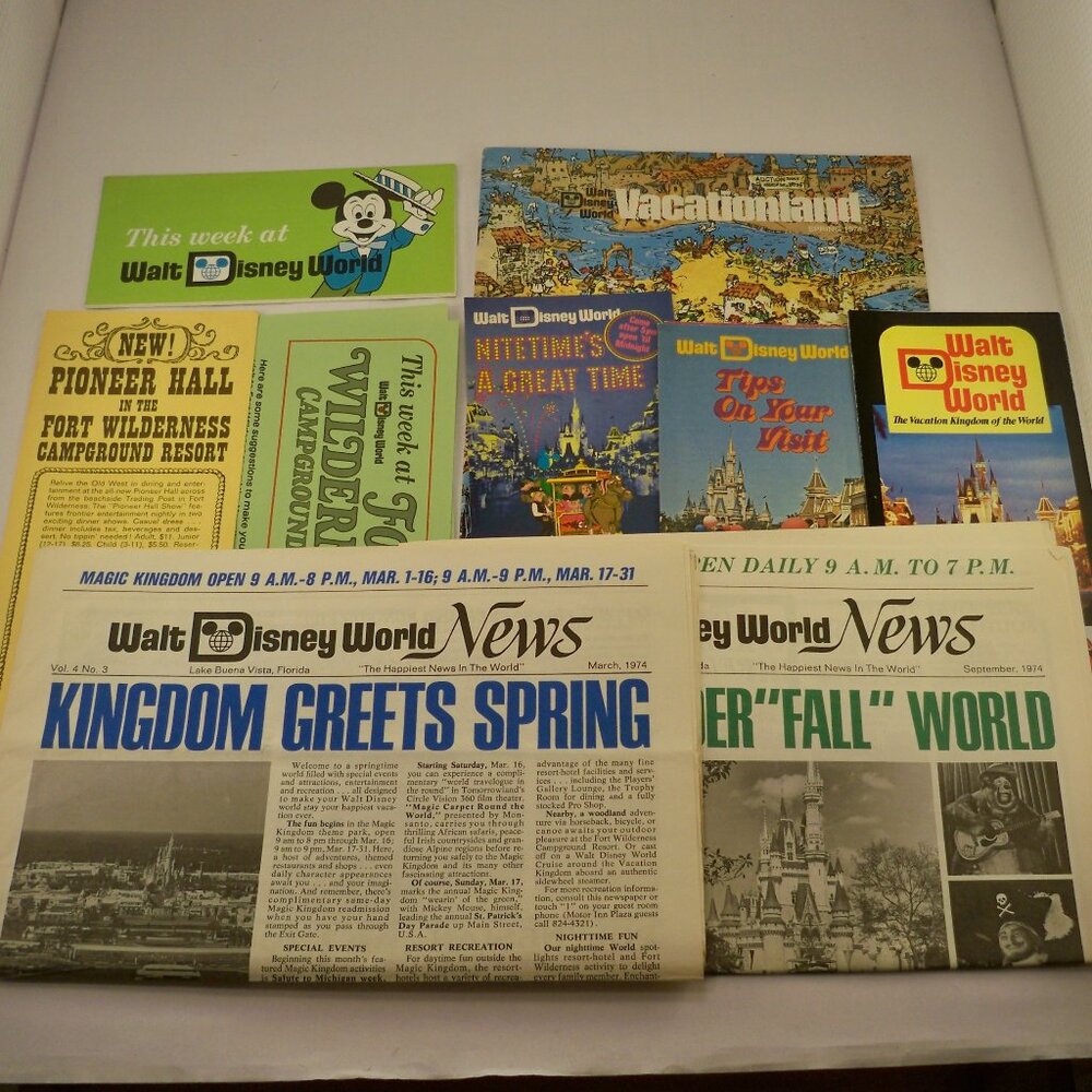 Disney World Brochure, flyer, Newspapers, Other 1974 Vintage Ephemera